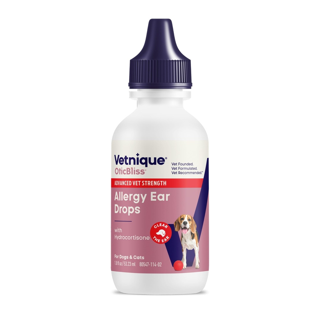 Vetnique Oticbliss Medicated Katze & Hund Ohr Reiniger Tropfen - Hund Ohr Infektion Behandlung mit 1% Hydrocortison zu beruhigen Juckreiz, Redness, & Schwellung - Vet empfohlen