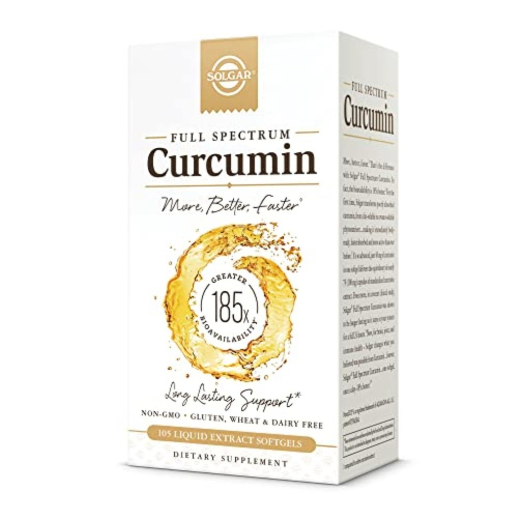 Solgar Full Spectrum Curcumin - 105 LiCaps - Überlegene Absorption - Gehirn, Gelenk- und Immungesundheit - Vegan, Glutenfrei, Non-GMO, Dairy Free - 105 Servierungen