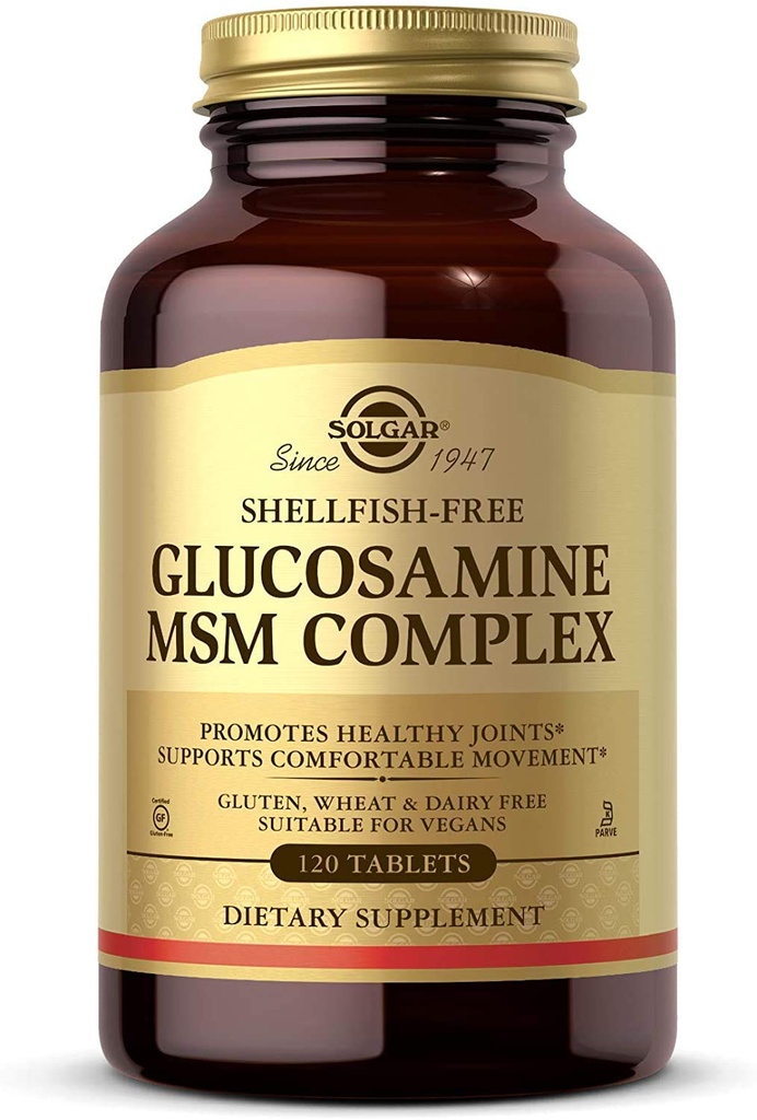 Solgar Glucosamine MSM Complex, 120 Tabletten - Fördert gesunde Gelenke - Unterstützt Bewegungs- & Flexibilität - Unterstützt Collagen - Schalenfisch-frei - Glutenfrei, Dairy Free, Kosher - 40 Servierungen