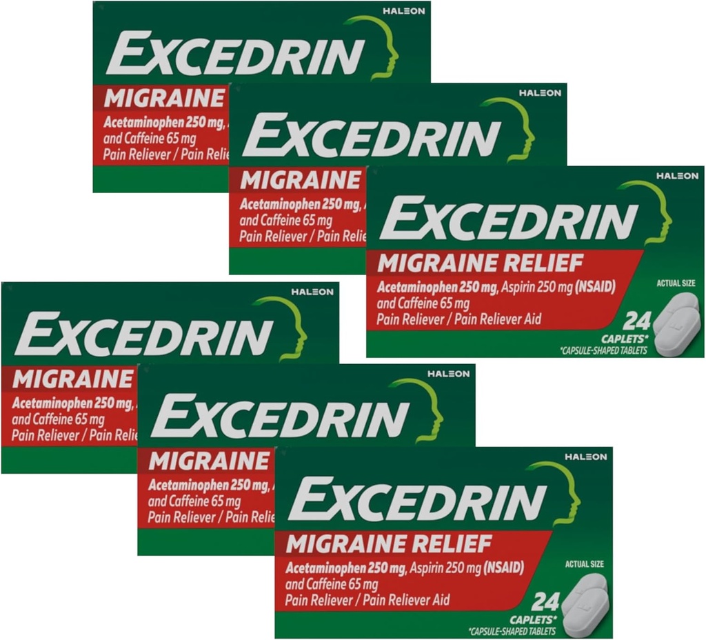 Excedrin Migraine Relief Medication, 24 Caplets (Pack von 6)