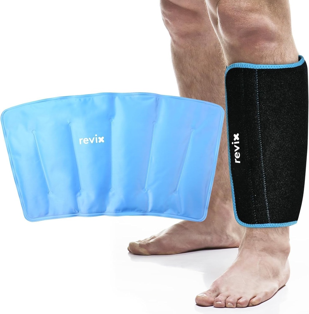 REVIX XL Shin Ice Pack wiederverwendbares Gel Cold Pack für Kalb und Elbow Discomfort Relief, Bein kalte Therapie Kompressionsarm wiederverwendbar, 360° Full Coverage