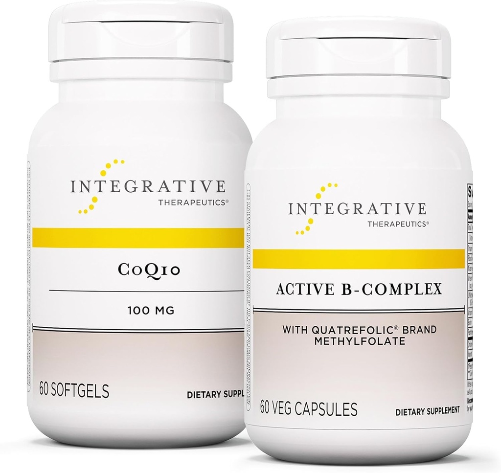 Terapia Integrativa Bundle con Active B-Complex, 60 Capsule & CoQ10 (100mg), 60 Softgels - Active B-Complex per sostenere il metabolismo energetico* - CoQ10 per sostenere la salute del cuore e del cervello*