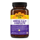 Country Life Omega 3-6-9 Complete Supplement - 1.534mg Omega Fatty Acids - Unterstützt Herz-Kreislauf-, Gehirn-, Haut- & Immun-Gesundheit - Certified Gluten Free, Non-GMO - 90 Softgels