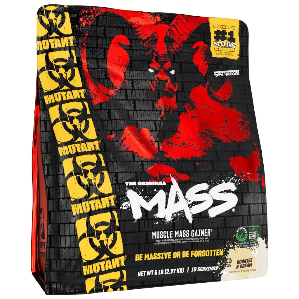 Masse mutante en poudre de protéines de gain de poids - haute teneur en poudre de protéines de calories pour le gain de masse - Cookies et crème - 5 livres