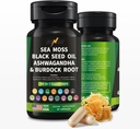 IGNIX Dietary Supplement with Sea Moss, Black Seed Oil, Ashwagandha, and Burdock Root-Irish Sea Moss 3000mg, Black Seed 2000mg, Ashwagandha 1000mg, Bladderwrack 1000mg, Burdock Root 1000mg.