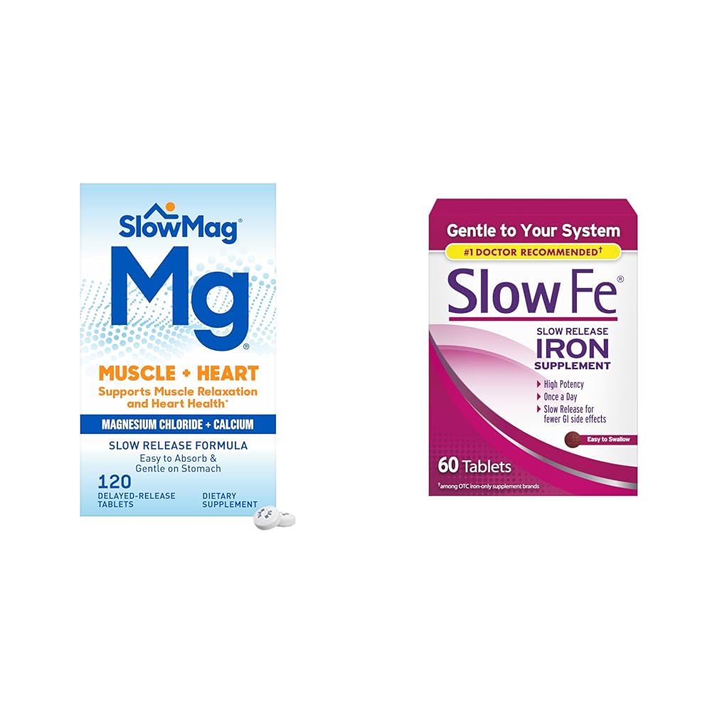 Il calcio del cloruro di Magnesio del cuore di SlowMag 120 conte & Slow Fe 45mg supplemento di carenza di ferro 60 conte