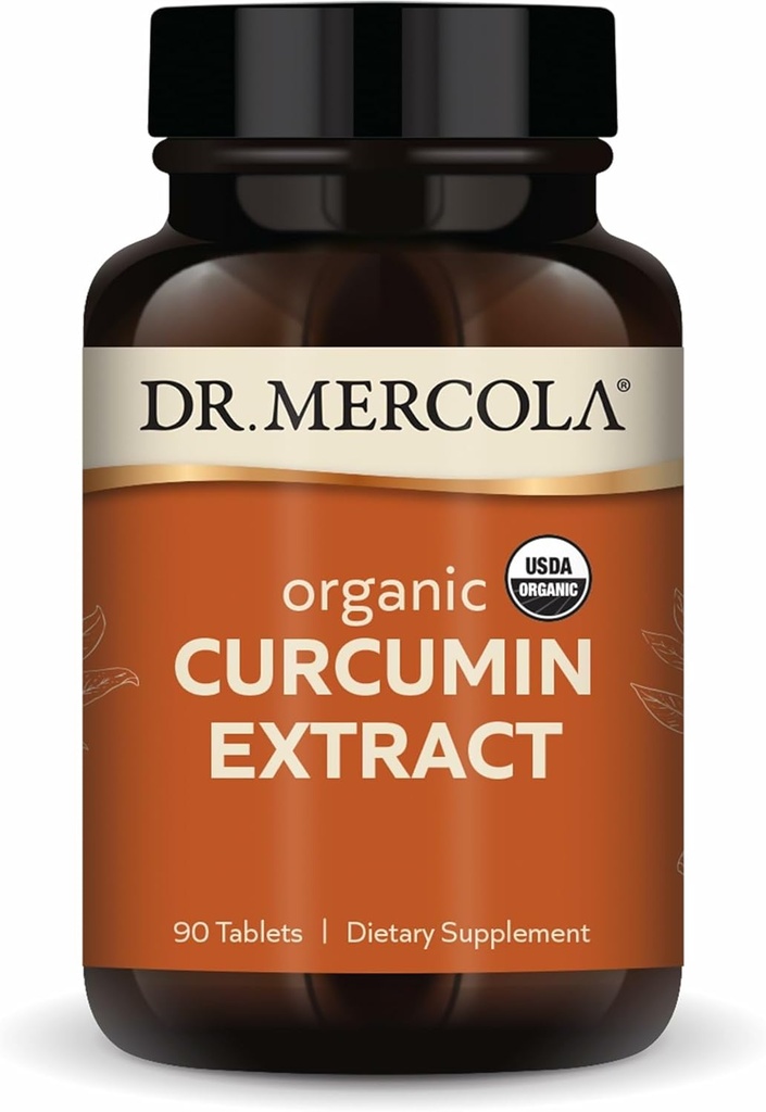 Dr. Mercola Organic Curcumin Extract, 90 Portionen (90 Tabletten), Nahrungsergänzung, Non-GMO, zertifiziert USDA Organic
