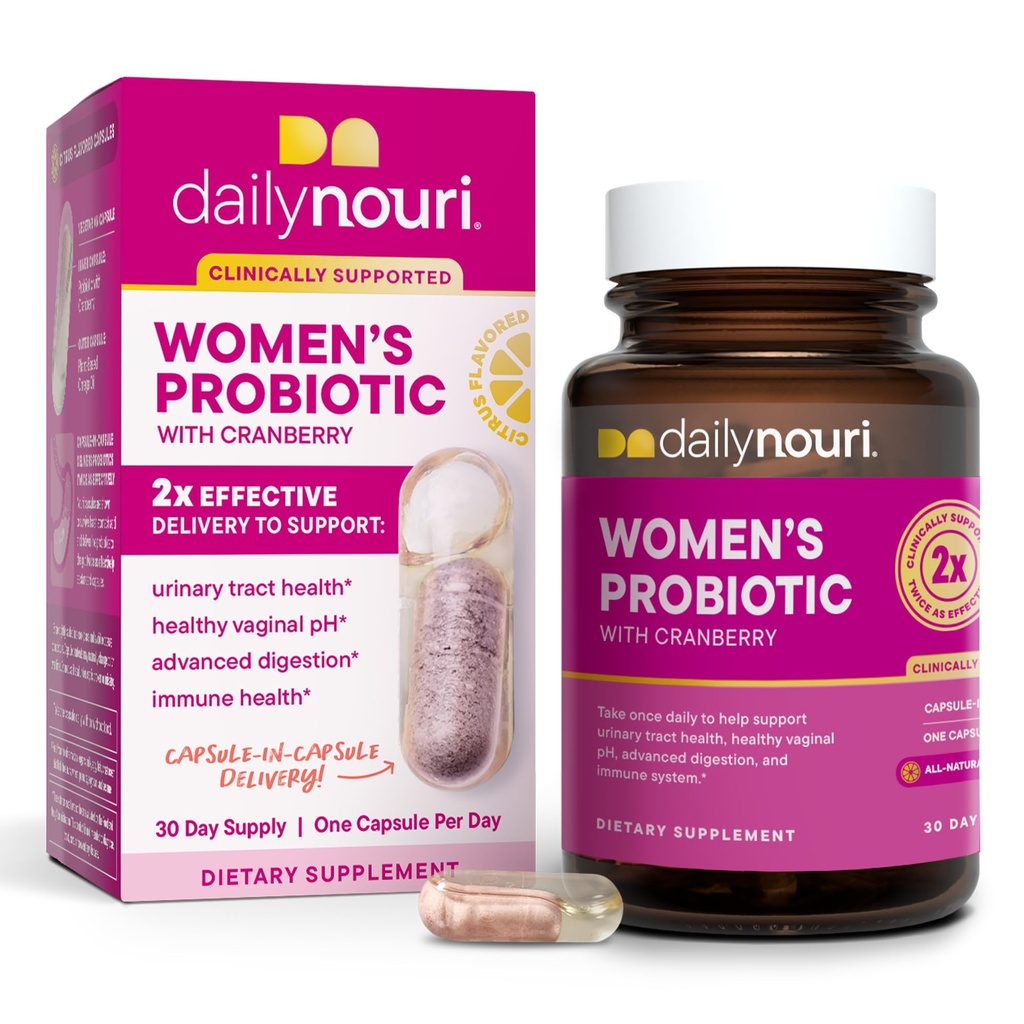 Tägliche Nouri-Probiotika für Frauen | Vaginale Gesundheit + Urin-Trakt Unterstützung | Vaginaler pH & Mikrobiom-Balance | 5 klinisch untersuchte Stämme + Cranberry & Omega | 30-Tage-Versorgung