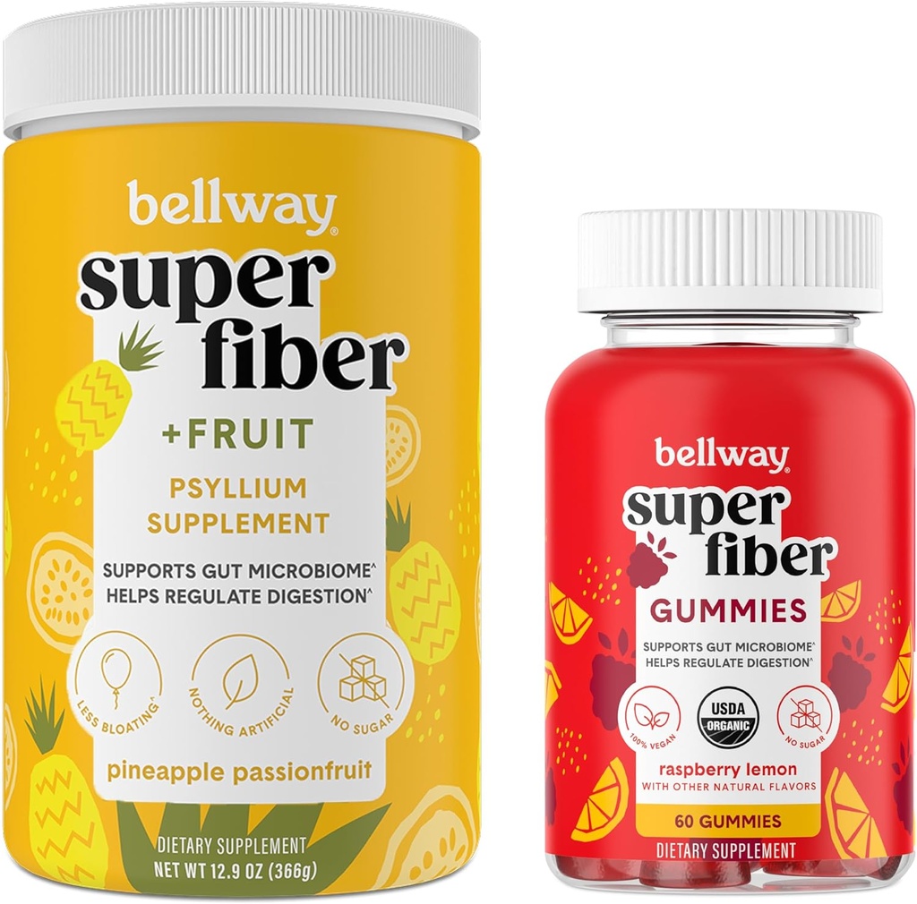 Bellway Super Fiber Powder + Frucht, Ananas Passion Frucht Super Fiber Gummis Bundle