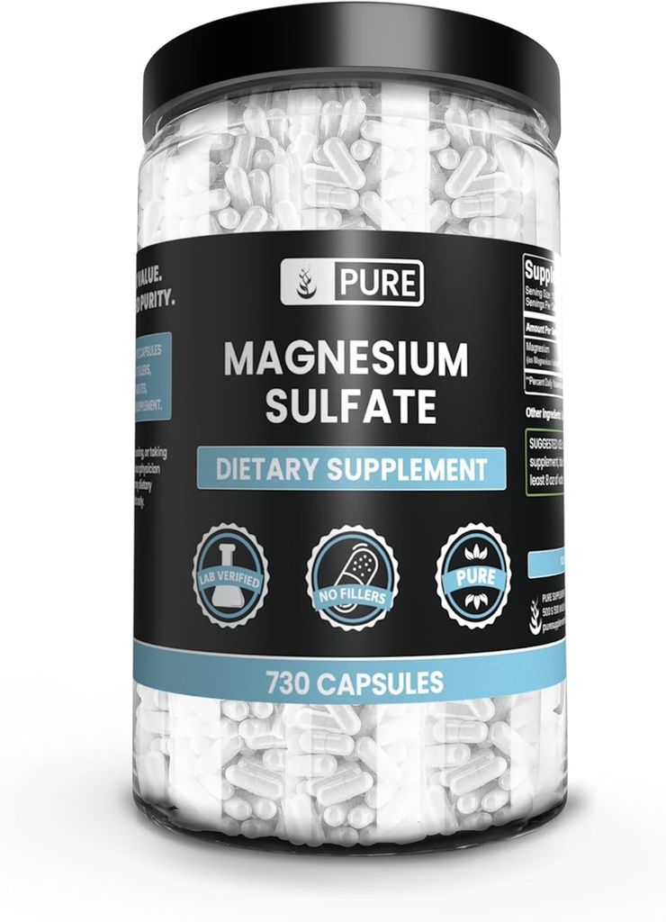 Reine Original Zutaten Magnesiumsulfat (730 Kapseln) Keine Reisfüller, Immer rein, Lab Verifiziert