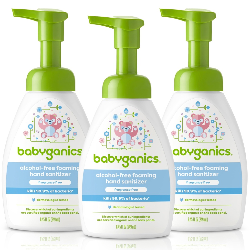 Babyganics Alkoholfrei Foaming Hand Sanitizer, Pump Bottle, Fragrance Free, 8.45 oz, 3 Pack