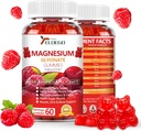 Magnesio Glycinate Gummies 600mg (Magnesium Malate 200mg), Extra K2 & D3, Alto assorbimento Magnesio Supplemento per il sonno,Stress Relief, Nerve Support, Raspberry (60 Conte)