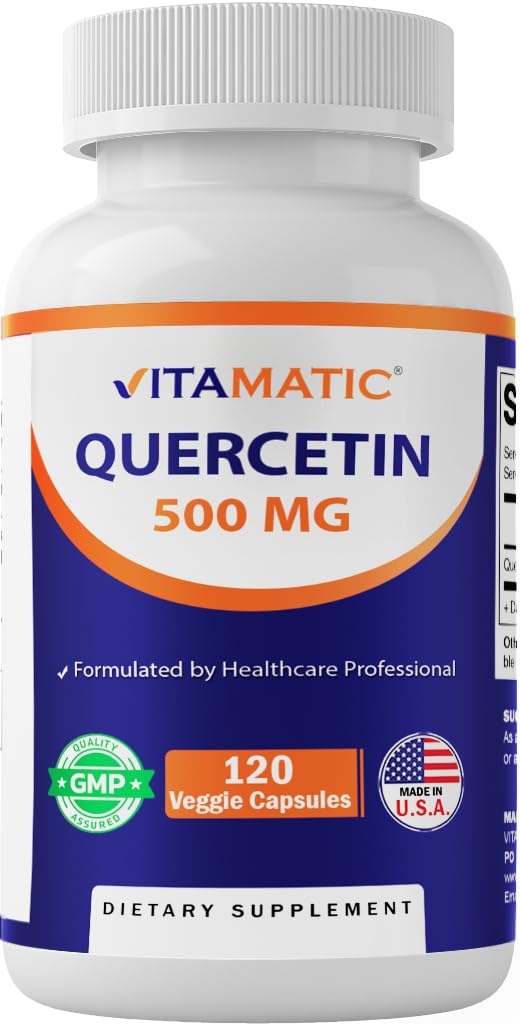 Vitamatic Quercetin 500 mg, 120 Vegetarische Kapseln (Non-GMO, Glutenfrei, Vegan) - Unterstützt Herz-Kreislauf-Gesundheit
