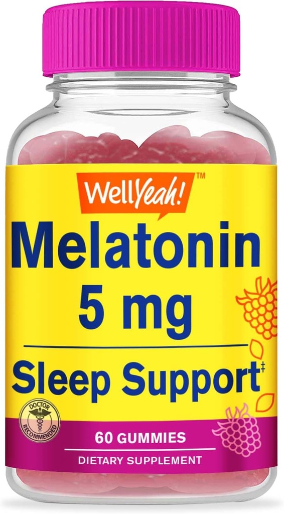 Naja Melatonin Gummi 5 mg - Natürliche Quellen Flavors - Drug-Free Gummy Supplement - Glutenfrei und Gelatinfrei, Vegetarisch - 60 Gummis