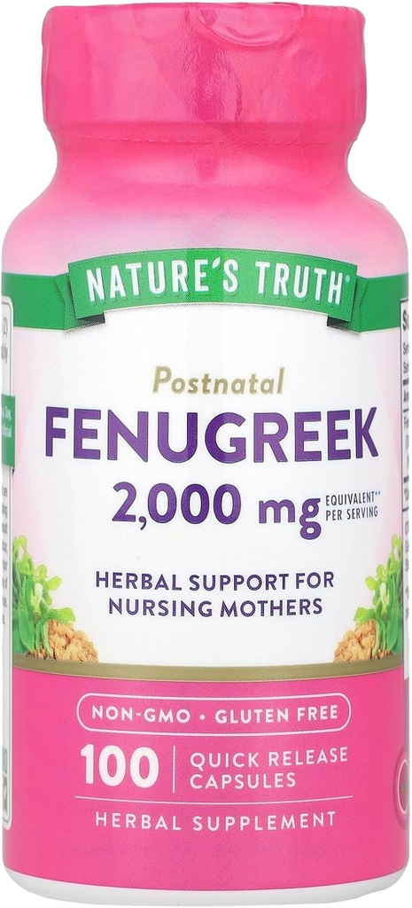 Nature's Truth Fenugreek 2000 mg Suppléments, 100 Nombre (paquet de 1)