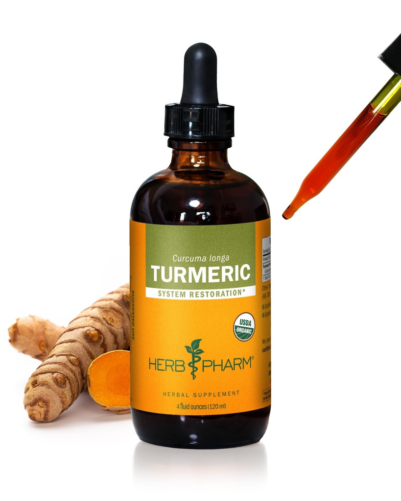 Extrait liquide curcuma biologique certifié Herb Pharm pour le système musculosquelettique - 4 oz