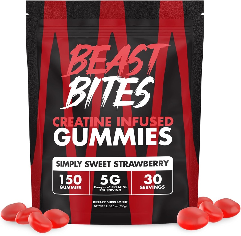BEAST BITES - Creatine Infuse Gummies - 5g Creatina Monoidrato Per Serve - NSF Certificato per Sport - 30 Serve