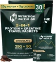 Nutrizione sui pacchetti Go Whey Protein Isolate con Creatina – 25g Protein + 5g Creatina – Polvere di proteine da viaggio a singolo raggio – Cioccolato (30-Pack)