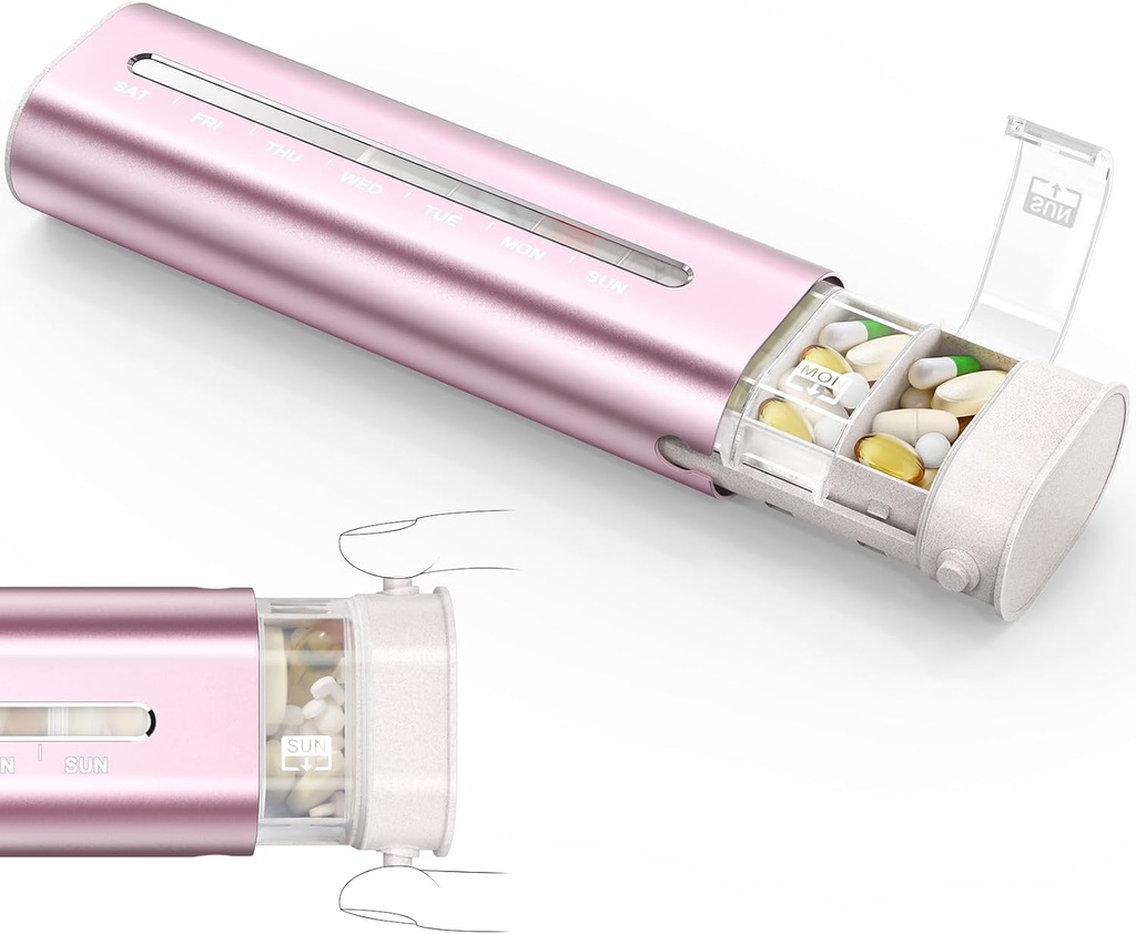 Zannaki in alluminio 7 giorni organizzatore settimanale di pillole, custodia portatile di viaggio con tre strati di tenuta, grande capacità graziosa scatola di pillole giornaliere, contenitore di supporto del pilastro per vitamine, pillole, integratori e farmaci