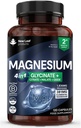 Magnesio Glycinate 4-in-1 Complesso 2000mg - 449mg Magnesio Elementale Integratori di Magnesio ad alta resistenza - Magnesio Bisglycinate,Citrate, Malate, Ossido - 120 capsule - Vegan UK Made da New Leaf