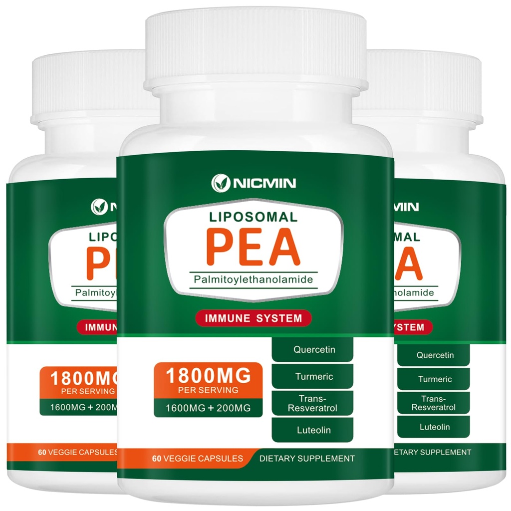 1600MG Palmitoylethanolamid 99% mit Luteolin & Quercetin, Hohe Absorption, Pea Supplement 180 Kapseln