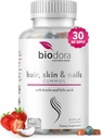 Haar Haut und Nägel Gummi, extra Stärke Biotin Gummis mit Folsäure, Inositol und Vitamine, PCOS Symptom Relief & Hormon Balance, Zuckerfreie Erdbeere & Kokosnuss Geschmack, 60 Gummi