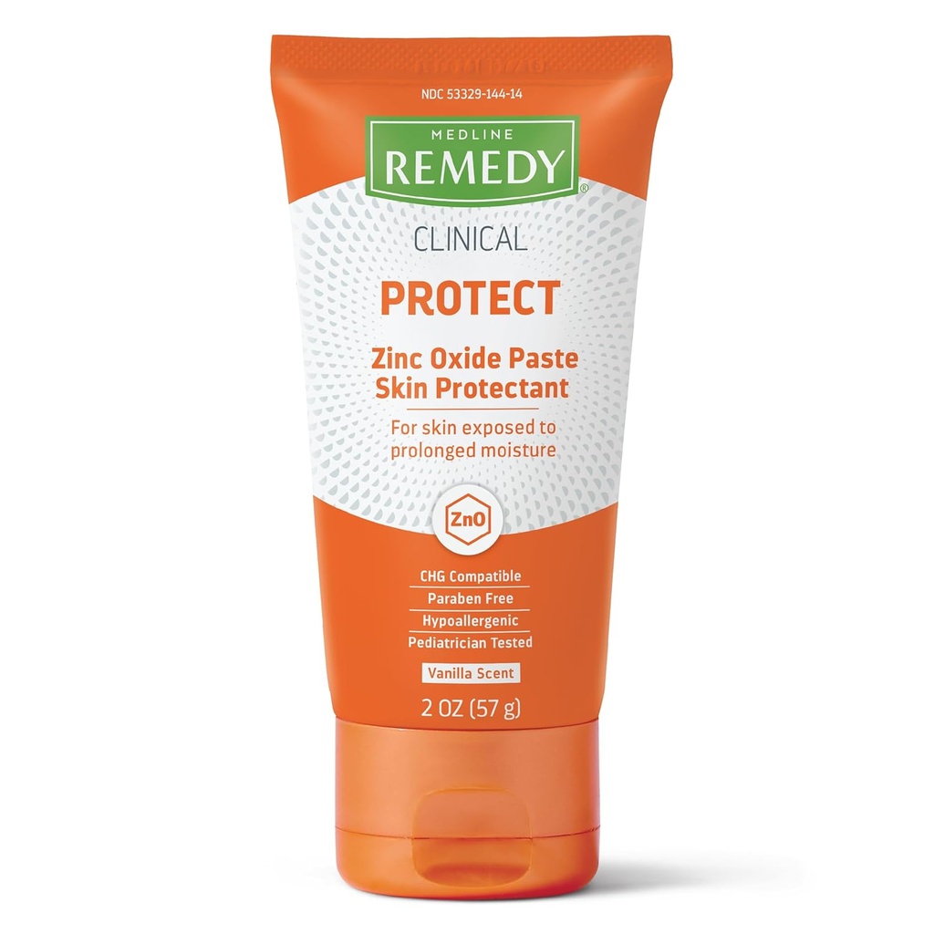 Medline Remedy Clinical Zinc Oxide Paste Skin Protectant (2 oz Tube), Vanilla Scent, Diaper Rash Cream, Incontinence Care, Wetness Protection, Paraben Free, Allergiker, Erwachsene, Kinder