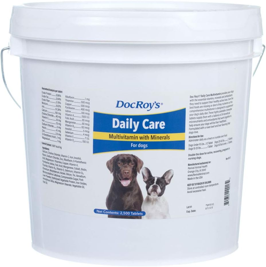 Doc Roy's Daily Care Multivitamin con minerali per cani- Canine Daily Health Supplement- 2500 compresse