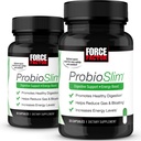 FACTEUR DE FORCE ProbioSlim, 2-Pack, Supplément probiotique pour les femmes et les hommes avec des probiotiques et extrait de thé vert, réduire le gaz, le ballonnement, la constipation, soutenir la santé digestive et la santé git, 60 capsules