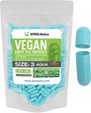 XPRS Nutra Größe 3 Leere Kapseln - 100 Count Vegan Pillen - Vegetarische leere Pillen Kapseln - DIY Gemüse Kapsel Füllung- Veggie Pillen Caps (Aqua)