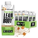 Lean corps prêt à boire, végétal à base de vanille caramel à base végétale, 30g de protéines, pas d'arôme artificiel, des édulcorants ou des couleurs, non OGM, sans gluten, mélange de pois et de riz premium (paquet de 12)