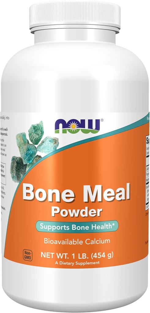 NOW Supplementi, Bone Meal Powder con Carbonato di calcio e Ossido di magnesio, Fonte di calcio naturale, 1-Pound