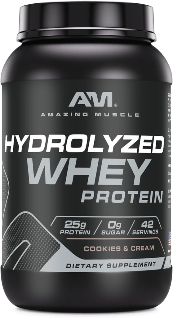 Incredibile muscolo idrolizzato Whey Protein Isolate Cookies & Cream Flavor Supplemento | 25 G Protein | 3 Lb (1.36 Kg | Made in USA