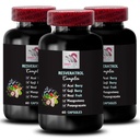 Berry Benefits - RESVERATROL COMLEX - Daily Antioxidants, Acai Berry Strength, Elderberry Boost, Grape Skin Boost, Pomegranate Energy, Goji Berry Power, Hydration Factor 3 Flaschen 180 Kapseln
