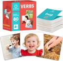 80 cartes verbales avec des vidéos d'action , des cartes flash d'action épaisses pour la orthophonie , des cartes flash pour les cartes d'apprentissage pour les tout-petits , des cartes d'image pour les jeux de orthophonie