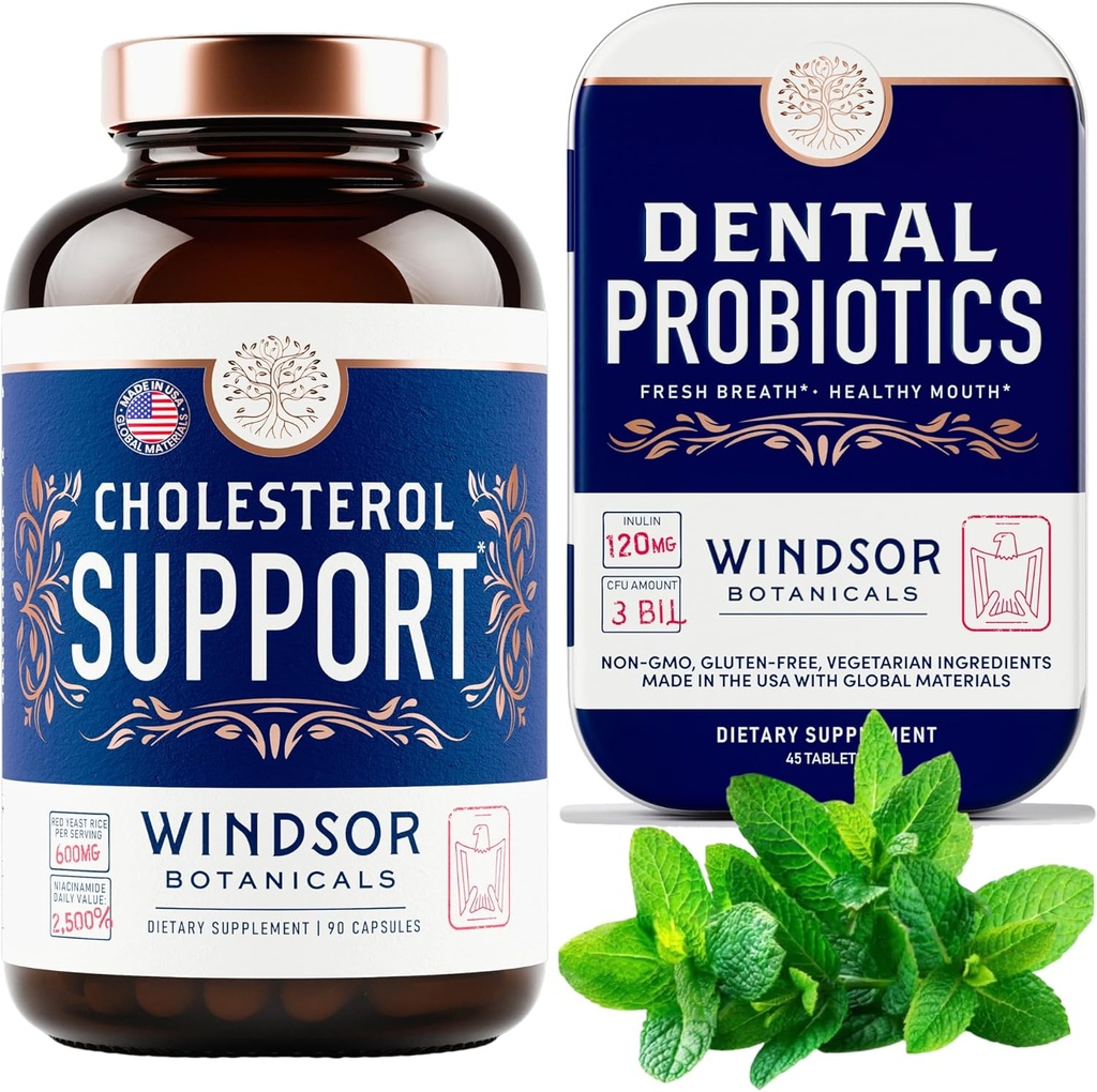 BOTANIQUES DE WINDSOR Suppléments de soutien au cholestérol et probiotiques dentaires pour le groupe de respiration fraîche