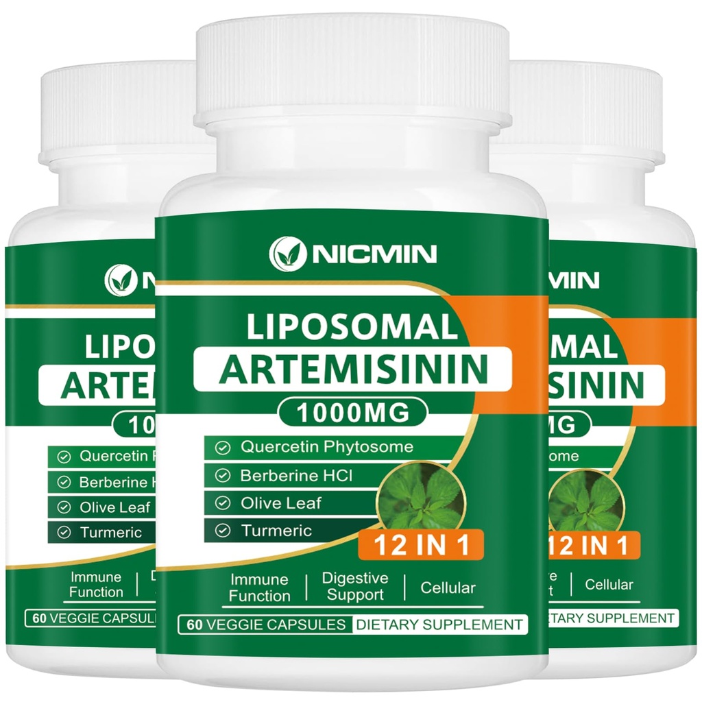 Liposomale Artemisinin Ergänzung 1000mg, Sweet Wormwood Extrakt mit 200mg Quercetin Phytosome, maximale Absorption für Antioxidans 180 Kapseln