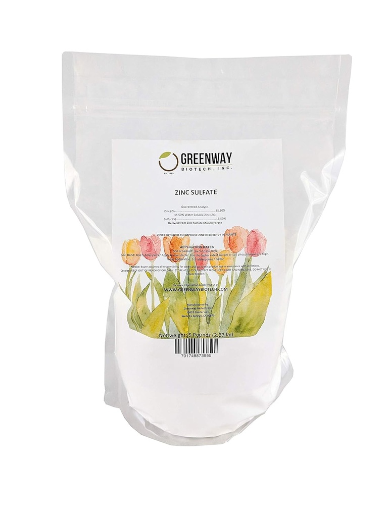 Greenway Biotech, Inc. Zinksulfatpulver 35.5% Monohydrat Plus 16,5% Schwefel (5 Pfund)