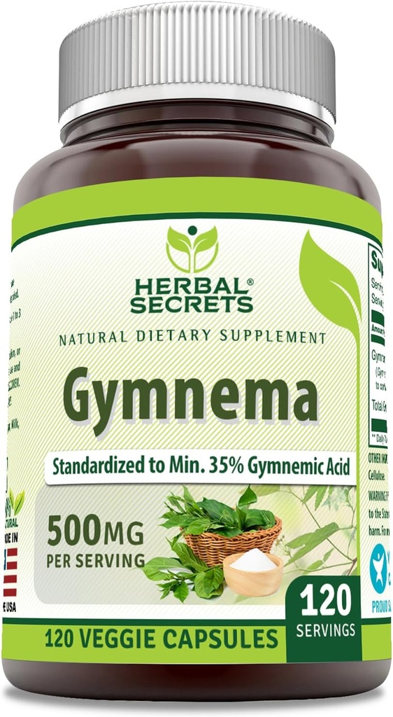 Herbal Secrets Gymnema Supplemento | 500 Mg Per Serving | 120 Veggie Capsule | Non-GMO | Gluten Free | Made in USA