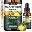 Triple Magnesium Complex Supplement, Magnesium Glycinat, Mischung, Citrat Flüssigkeitstropfen 1000mg mit Ashwagandha, CoQ10, Vitamin B6, C, D, Zink - Vegan Ananas Flavor