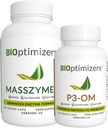 BiOptimizers - P3-OM e MassZymes Bundle - Premium Digestive Enzymes and Probiotics for Women and Men - Doctor-Formulated (250 MassZymes Capsules, 120 P3-OM Capsules)