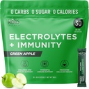 Keto Vitals Immunity Sugar Free Electrolytes Poudre avec vitamine C, gingembre, curcuma et fraise - Boostez votre système immunitaire et réhydratez votre corps - Saveur de pomme verte, 30 comtes