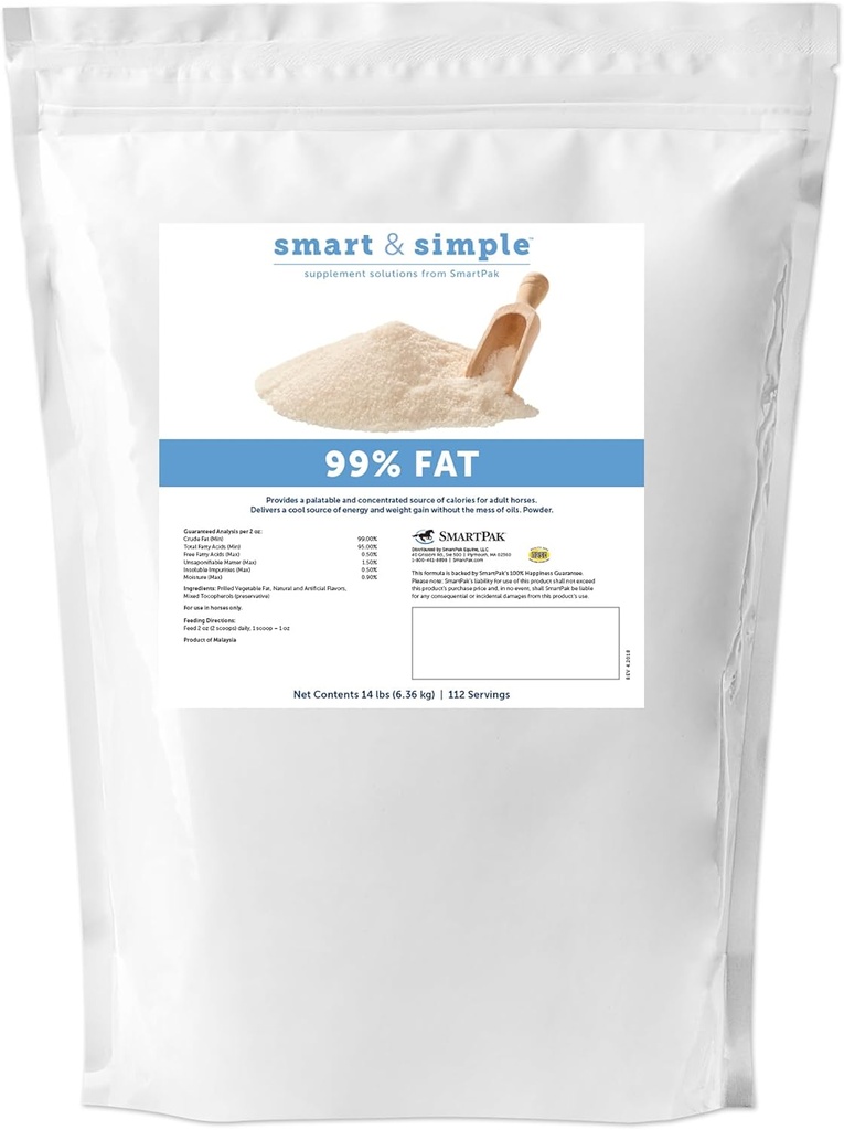 Smart & Einfache 99% Fett | Pferde Gewicht-Ergänzung unterstützt ideale Körper Zustand in Pferden | Einfach zu bedienen & Tasty High Fat Supplement Pulver | 112 Servierungen | 14 lb Tasche