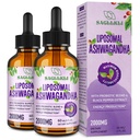 Liposomal Ashwagandha Liquid Drops 2000mg, Ashwagandha Root Extract Supplement (7% Withanolides) with Black Pepper Extract & Probiotics for Focus, Cognition & Energy - 4 FL.OZ (2 Bottle)