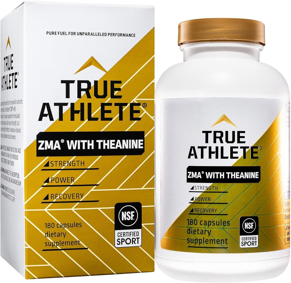 True Athlete ZMA con Theanine è progettato per una migliore funzione immunitaria e la riparazione del muscolo Supportando anche il metabolismo energetico e il recupero del sonno migliore. (180 capsule)