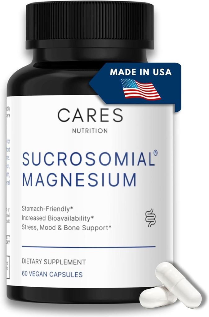 Magnésium sucrosomial — 300mg de supplément de magnésium sucrosomial breveté. Pas d'attaque de l'estomac. Aucun malaise par rapport aux autres formulaires