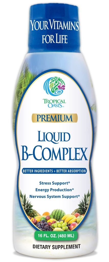 Premium Liquid B Complex Vitamin- Fast Absorbing Liquid B-Complex Supplement w / alle 8 B-Vitamine, PLUS energetisierende Kräutermischung w / Ginseng, Ginkgo und Eleuthero Root - Vegan, NICHT-GMO - 16oz, 32 Serv