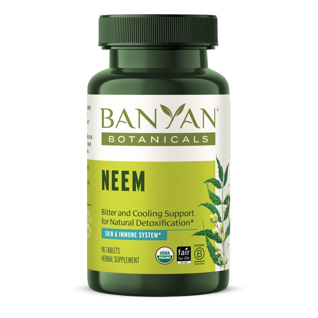 Banyan Botanicals Neem Tablets – Organic Neem Leaf (Azadirachta Indica) – Unterstützt natürliche Entgiftung, Gesunde Haut und Immune Gesundheit* – 90 Tabletten – Non-GMO Sustainable Sourced Vegan