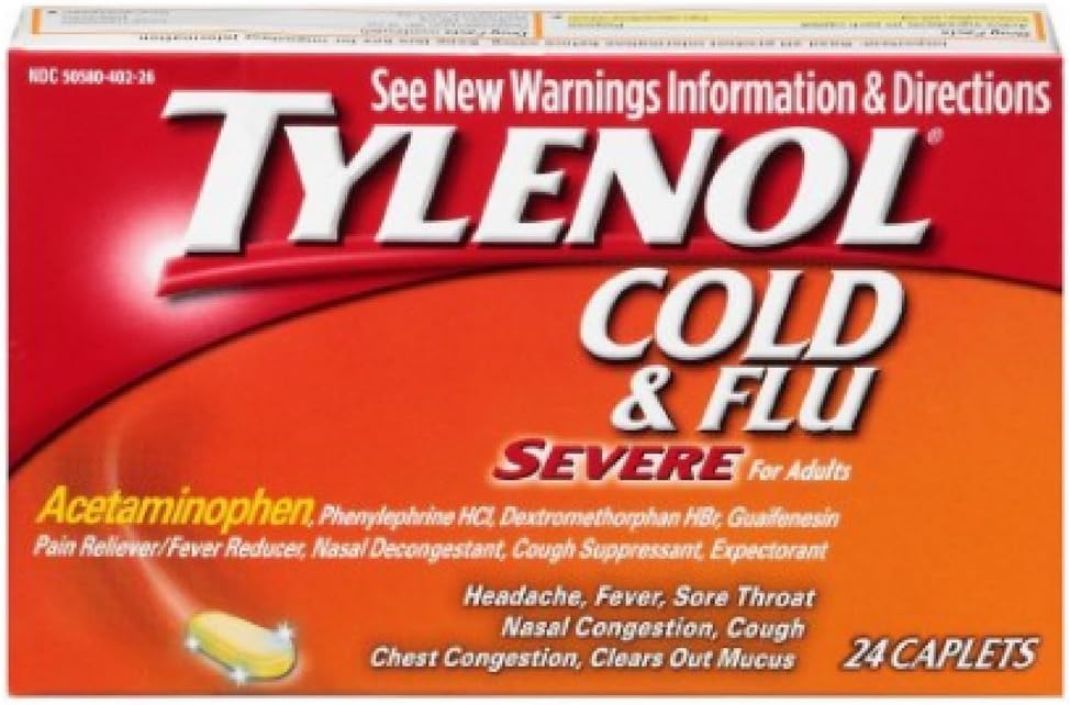 Tylenol Cold & Flu Sever Dimensioni 24ct Tylenol Cold & Flu Sever 24ct