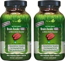 Irwin Naturals Cerveau Réveillez-vous Max3 + Booster à oxyde nitrique - 60 liquides soft-gels, pack de 2 - Soutenir la santé cérébrale et optimiser les performances - 40 Total des services